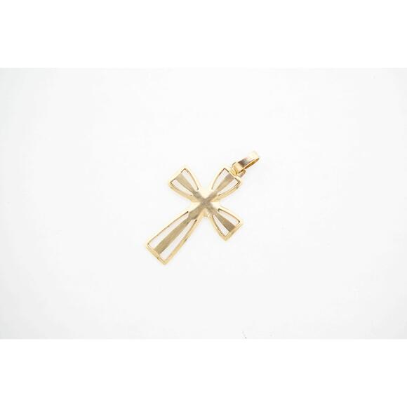 Estate 14k Yellow Gold Cross Pendant Fine Jewelry Men 3.20g - Picture 3 of 7